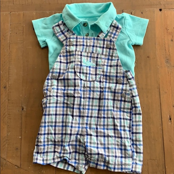 4/$20 Carters just one you plaid overalls - Picture 1 of 3